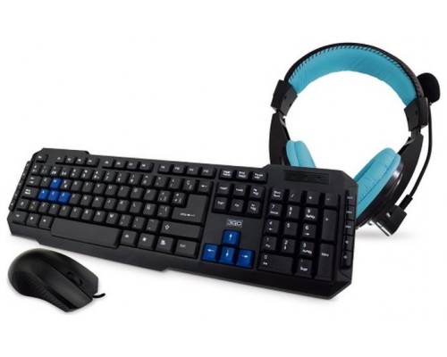 Combo Teclado + Raton + Auriculares, Negro