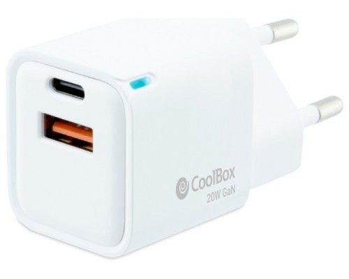 CARGADOR USB COOLBOX PARED USB-C USB-A 20W