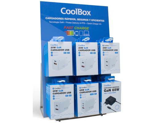 COOLBOX PACK 12 CARGADORES GAN + EXPOSITOR-25927 COOLBOX PACK 12 CARGADORES GAN + EXPOSITOR