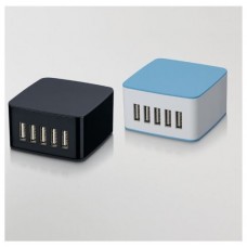 Coolbox CARGADOR USB PARED  RT-5 7.8A BLANCO-AZUL