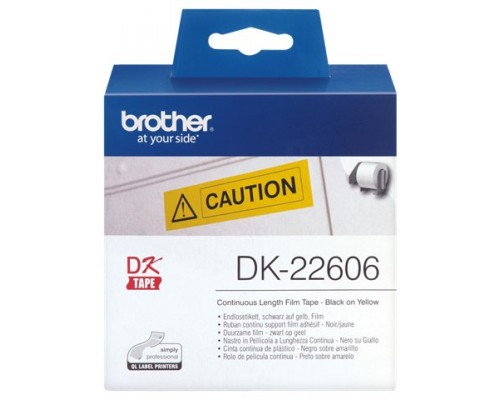 BROTHER Rollo de Pelicula Plastica Continua Amarilla de 62mm x 15,24m