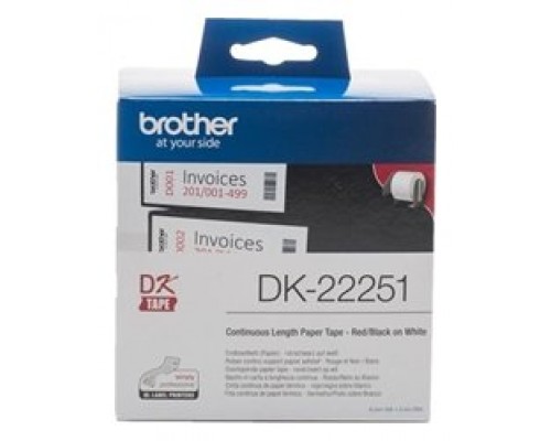 BROTHER Cinta continua de papel termico para impresion en negro y rojo 62 mm. x 15,24 m.