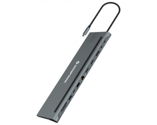 CONCEPTRONIC ADAPTADOR USB-C 12IN1 HDMIx2 DISPLAYPORT GIGABIT USB-C DATOS USB-A AUDIO LAN LECTOR TARJETAS DONN17G