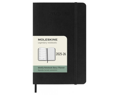 AGENDA 18M 2025-2026 SEMANAL P (9 X 14 CM) NEGRA TAPA BLANDA MOLESKINE DSB18WN2Y26 (Espera 4 dias)