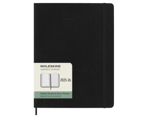 AGENDA 18M 2025-2026 SEMANAL XL (19 X 25 CM) NEGRA TAPA BLANDA MOLESKINE DSB18WN4Y26 (Espera 4 dias)