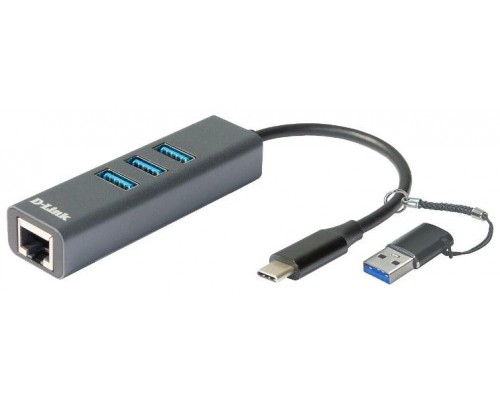 HUB USB-C D-LINK A GIGABIT ETHERNET LAN 3USB DUB-2332