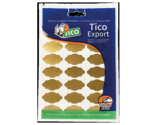 PAQUETE 10 HOJAS ETIQUETAS SATINADAS ORO 36X19 MM TICO E-GL-3619 (Espera 4 dias)