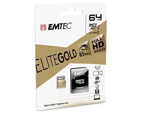 MEMORIA SD MICRO 64GB EMTEC ELITE GOLD 85MB/S SD +