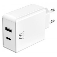 CARGADOR MOVIL EWENT CARGA RAPIDA PUERTOS USB-C Y USB-A 45W BLANCO