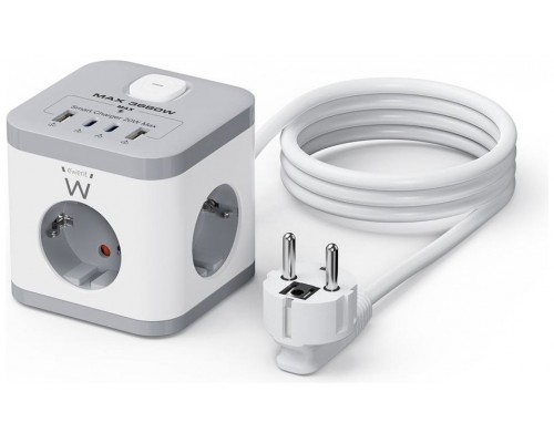 Ewent EW3863 Regleta 3 Tomas SHUCKO+2USB-A+2USB-C