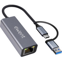 HUB EWENT EW9819 ADAPTADOR RJ45 CON CABLE TIPO-C MAS (Espera 4 dias)