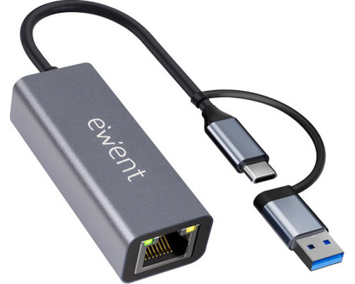 HUB EWENT EW9819 ADAPTADOR RJ45 CON CABLE TIPO-C MAS (Espera 4 dias)