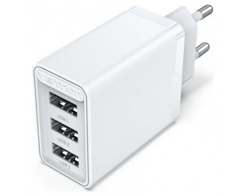 CARGADOR PARED/VIAJE 3xUSB-A 12W BLANCO VENTION (Espera 4 dias)