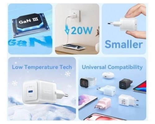 CARGADOR PARED GAN 20W USB-C BLANCO VENTION (Espera 4 dias)
