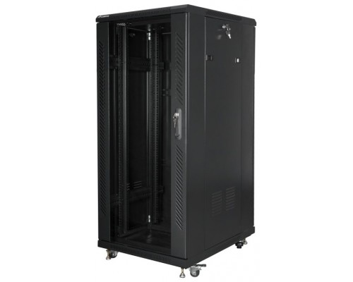 ARMARIO LANBERG RACK 19" 27U 600X800 FLAT PACK NEGRO PUERTA CRISTAL CON LCD