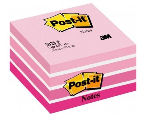 CUBO 450 HOJAS NOTAS ADHESIVAS 76X76MM COLORES SURTIDOS ROSAS 2028-P POST-IT 7100172384 (Espera 4 dias)