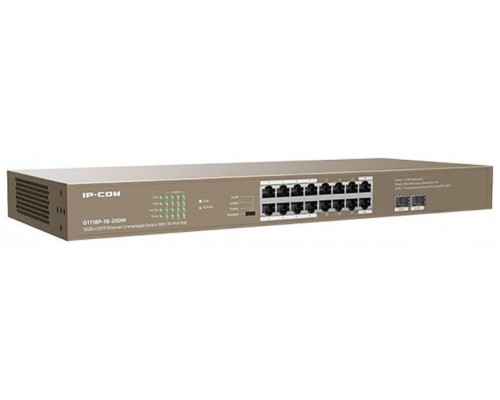 SWITCH IP-COM 16P 16GE+2SFP UNMANAGED POE