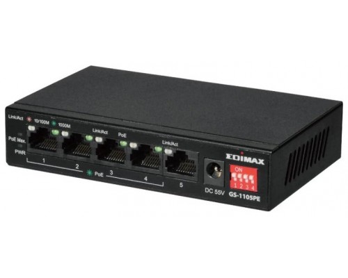 Edimax GS-1105PE Swithc 5xGbE (4PoE+) LR