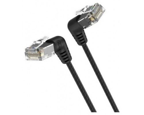 CABLE DE RED LATIGUILLO ACODADO RJ45 UTP CAT6A AWG32 0.5 M NEGRO VENTION (Espera 4 dias)