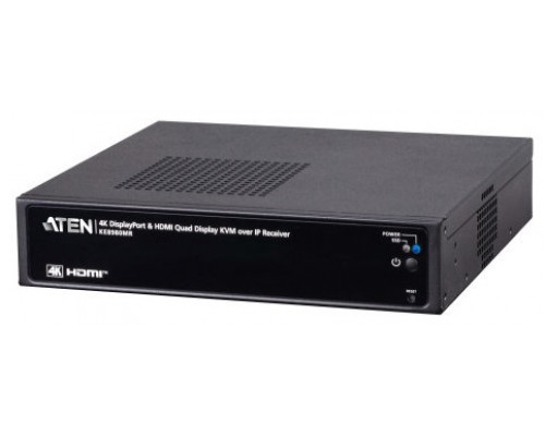 ATEN PREMIUM MODEL (CONSULTAR) USB 4K HDMI AND DISPLAYPORT QUAD-DISPLAY KVM OVER IP RECEIVER WITH MULTI-VIEWER AND VIRTUAL MACHINE ACCESS (KE8980MR-AX-G) (Espera 4 dias)
