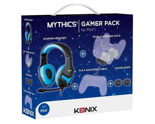 PACK GAMER KONIX PS4 HEADSET GAMING + BASE DE CARGA