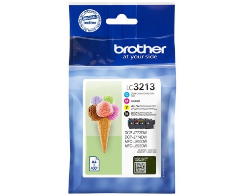 BROTHER Pack  cartuchos de tinta negro, cian, magenta y amarillo LC3213VAL