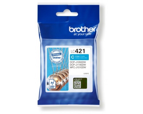 BROTHER Cartucho de tinta cian LC421C para DCP-J1050DW / DCP-J1140DW / MFC-J1010DW