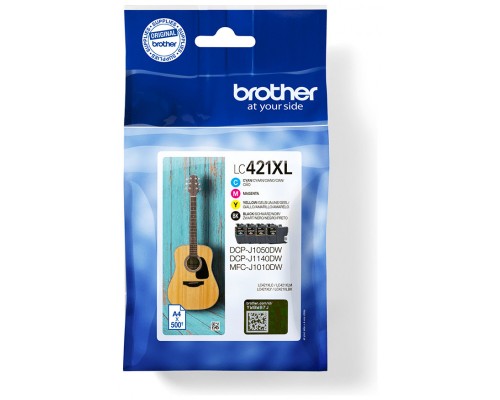 BROTHER Pack de 4 cartuchos de tinta negro, cian, magenta y amarillo LC421XLVAL para DCP-J1050DW / D