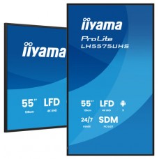 MONITOR TACTIL IIYAMA 55" 3840X2160, UHD VA, 500CD/M2, HORIZ VERT,FAILOVER,MM 2X 10W, HDMI 3X, DP, DP-OUT, USB 2.0 X2, WIFI, LAN, MEDIA PLAY USB, LAN / RS232C, IISIGNAGE2, IISHARE, IICONTROL ANDROID 11, PC-SLOT SDM-L, 24/7, VESA 400X400 (LH5575UHS-B2