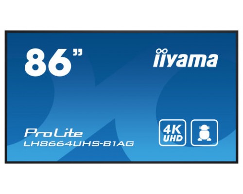 iiyama PROLITE Pizarra de caballete digital 2,18 m (86") LED Wifi 500 cd / m² 4K Ultra HD Negro Procesador incorporado Android 11 24/7 (Espera 4 dias)