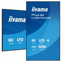 MONITOR TACTIL IIYAMA 86" 3840X2160, UHD VA, 500CD/M2, HORIZ VERT,FAILOVER, MM 2X 10W, HDMI 3X, DP, DP-OUT, USB 2.0 X2, WIFI, LAN, MEDIA PLAY USB, LAN / RS232C, IISIGNAGE2, IISHARE, IICONTROL ANDROID 11, PC-SLOT SDM-L, 24/7, VESA 600X400 (LH8675UHS-B