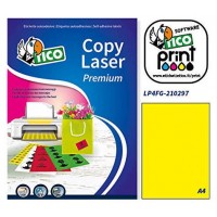 CAJA 70 HOJAS ETIQUETAS AMARILLO FLUORESCENTE SIN MÁRGENES-LÁSER/INYECCIÓN DE TINTA/FOTOCOPIADORAS-210X297 MM TICO LP4FG-210297 (Espera 4 dias)