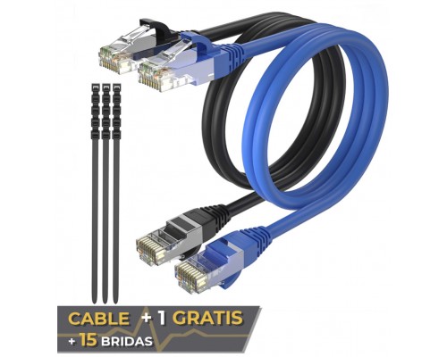 Cable + 1 GRATIS Ethernet CAT6 RJ45 24AWG 2m + 15 Bridas Max Connection (Espera 2 dias)