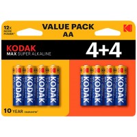 PILAS AA KODAK MAX ALCALINA LR6 PACK 8 (4+4) UNIDADES