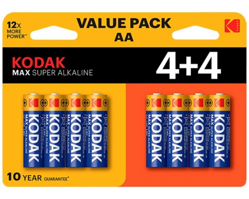 PILAS AA KODAK MAX ALCALINA LR6 PACK 8 (4+4) UNIDADES-1601 PILAS AA KODAK MAX ALCALINA LR6 PACK 8 (4+4) UNIDADES