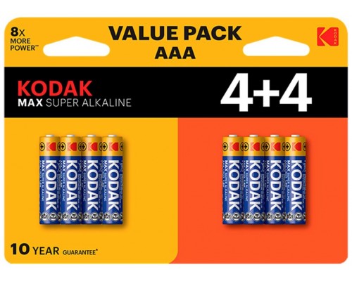 PILAS AAA KODAK MAX ALCALINA LR3 PACK 8 (4+4) UNIDADES-1601 PILAS AAA KODAK MAX ALCALINA LR3 PACK 8 (4+4) UNIDADES
