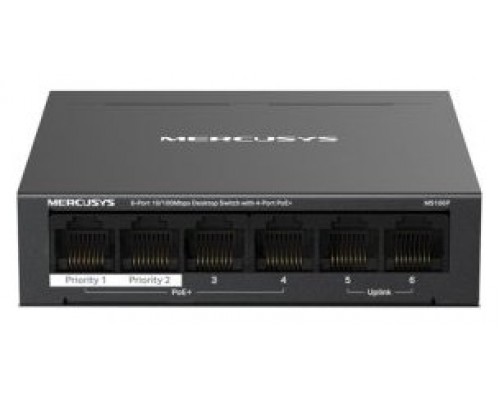 SWITCH POE+ NO GESTIONABLE MERCUSYS MS106P 6P 6xRJ45