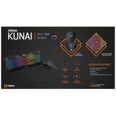 KROM Pack Gaming Kunai, Teclado led , ratón 7200 dpi y alfombrilla