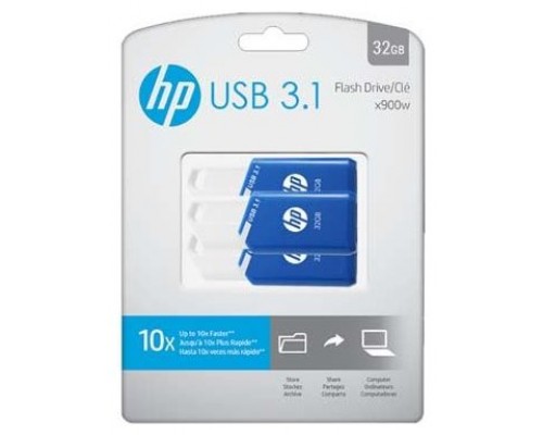 USB 3.1 HP 32GB X755W PACK DE 3 AZUL