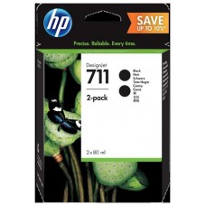 HP Paquete de 2 cartuchos de tinta DesignJet nº711 de 80 ml, negro