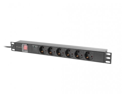 REGLETA LANBERG 1U 16A RACK 19 5X SOCKET SCHUKO NEGRO 2M