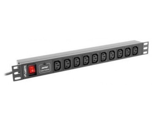 REGLETA LANBERG 1U 10A RACK 19 10X SOCKET NEGRO 2M