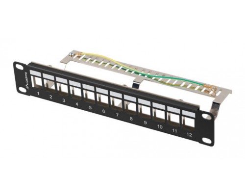 PATCH PANEL LANBERG 12 PUERTOS 1U RACK 10 FTP PARA MODULOS KEYSTONE NEGRO
