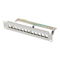 PATCH PANEL LANBERG 12 PUERTOS 1U RACK 10" FTP PARA MODULOS KEYSTONE GRIS