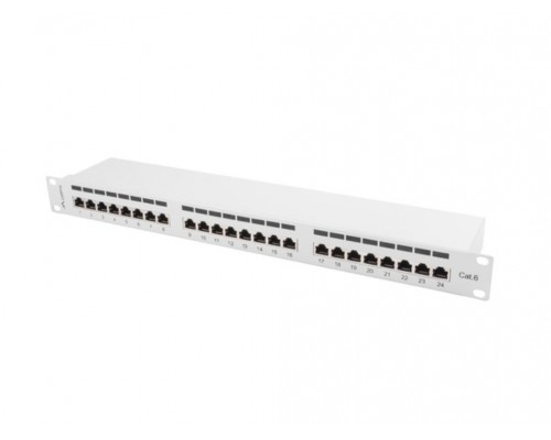 PATCH PANEL LANBERG 24 PUERTOS 1U 19" CAT.6 FTP GRIS