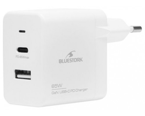 BLUESTORK CARGADOR ULTRACOMPACTO USB-C 65W TECNOLOGIA GAN BLANCO (Espera 4 dias)
