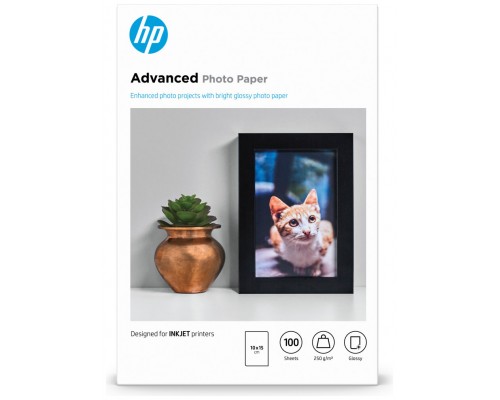 HP Papel fotograifco satinado avanzado 250g/m2, 10x15cm, sin bordes, 100 hojas