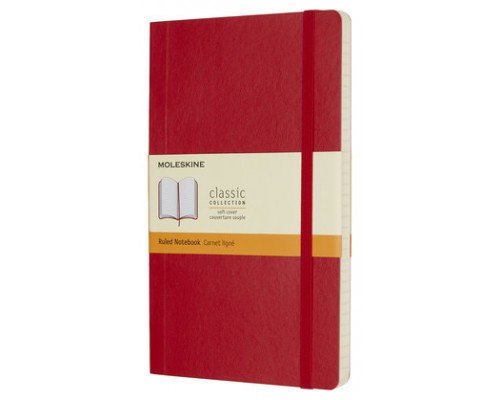 LIBRETA CLASICA TAPA BLANDA ROJO ESCARLATA L (13X21CM) RAYADA MOLESKINE QP616F2 (Espera 4 dias)