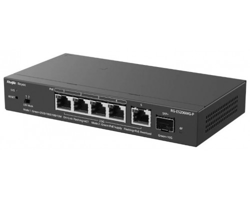 Reyee ES206MG-P Switch 4xmGb PoE 1xSFP+ 70W-1214 Reyee ES206MG-P Switch 4xmGb PoE 1xSFP+ 70W