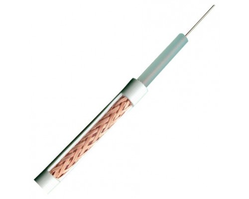 Cable coaxial RG59 - Video - Rollo de 100 metros - Cubierta color blanco - diametro exterior 6,0 mm